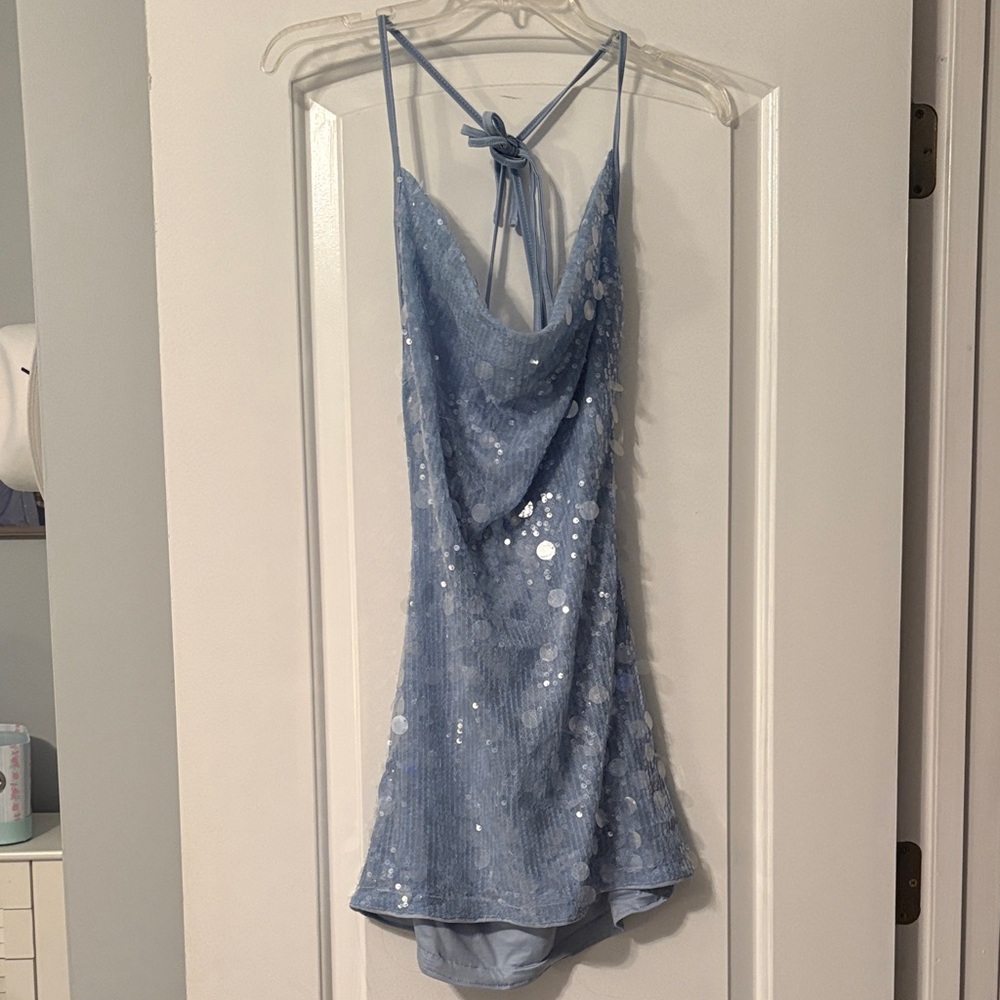 Light blue sequin dress
